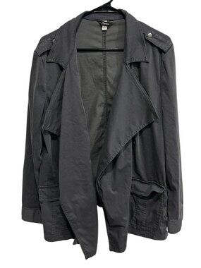 Supplies Large Gray Open Front Lightweight Jacket Pockets Minimalist Cozycore